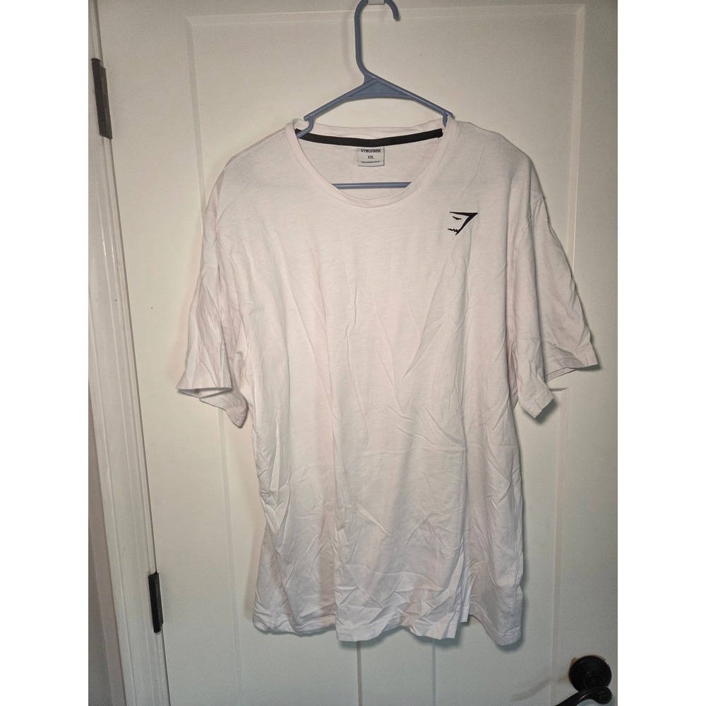 Gymshark Mens XXL White Short Sleeve Graphic Logo Athletic T-Shirt Gym Workout